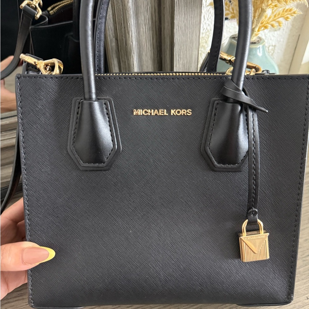 Michael Kors Black Satchel with Gold Accents